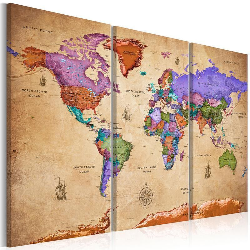 76,00 € Decorative Pinboard - Colourful Travels (3 Parts)