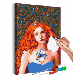 DIY poslikava z rdečelaso princeso cm. 40x60