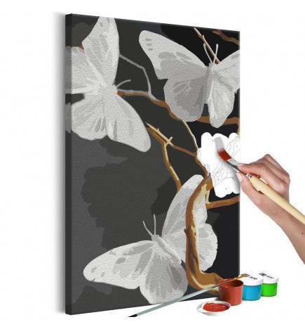 DIY gleznošana ar baltiem tauriņiem cm. 40x60