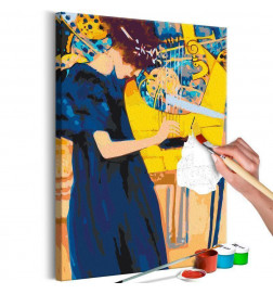 DIY gleznošana ar mazu meitenīti spēlējot cm. 40x60