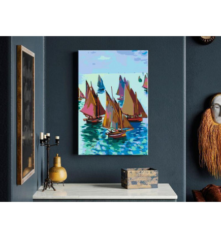 DIY poslikava s čolni v morju cm. 40x60 Opremite svoj dom