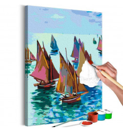 DIY poslikava s čolni v morju cm. 40x60 Opremite svoj dom