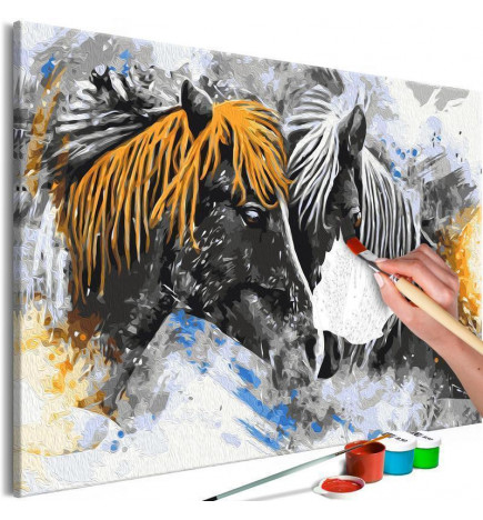 DIY glezna ar diviem zirgiem cm. 60x40 — iekārtojiet savu māju