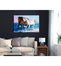 DIY glezna ar diviem zirgiem pie jūras cm. 60x40