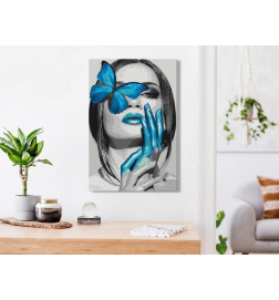 DIY glezna ar sievieti ar zilo taureni cm. 40x60