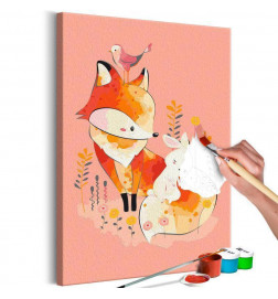 DIY canvas painting - Fox and Rabbit