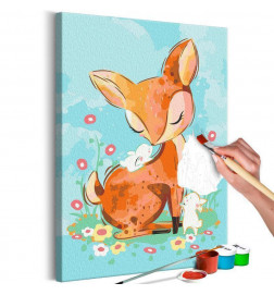 DIY canvas painting - Doe in the Meadow