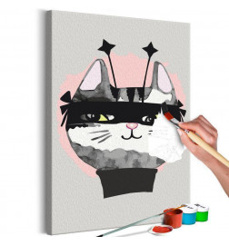 DIY schilderij met gemaskerde katten cm. 40
