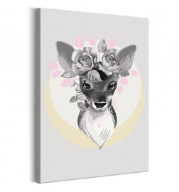 DIY slika z jelenom v črno-beli barvi cm. 40x60