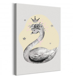 DIY canvas painting - Swan in the Crown