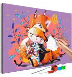 DIY canvas painting - Fox Family