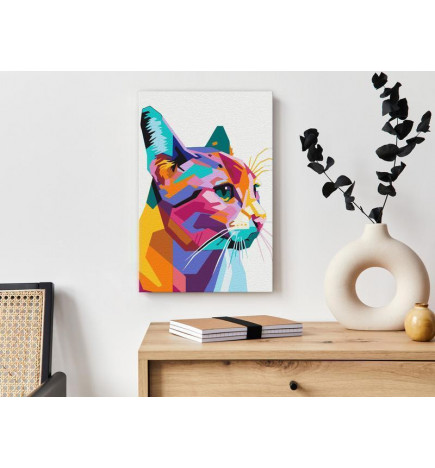 DIY canvas painting - Geometric Cat