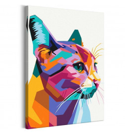 DIY canvas painting - Geometric Cat