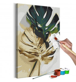 DIY karkass ar zaļām un zeltainām lapām cm. 40x60