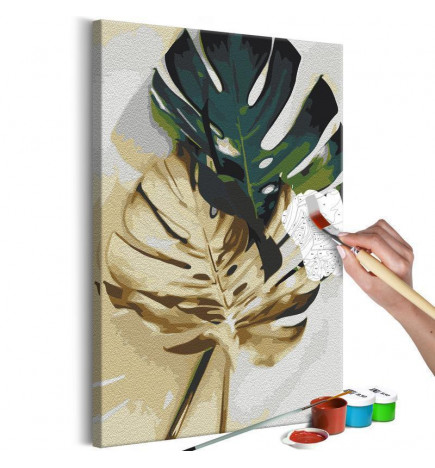 DIY canvas painting - Golden Monstera