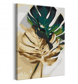 DIY neliö vihreä ja kultainen lehdet cm. 40x60