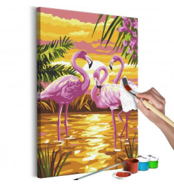 Quadro pintado por você - Flamingo Family