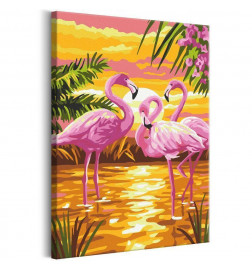 DIY canvas painting - Flamingo Family