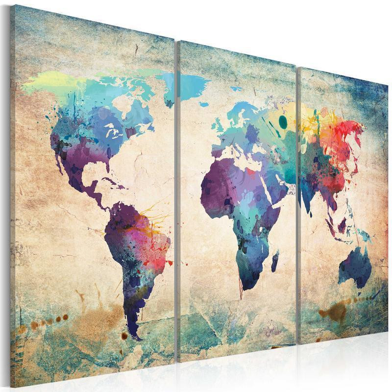 61,90 € Canvas Print - Rainbow Map (triptych)