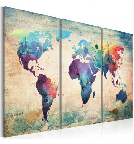 Canvas Print - Rainbow Map (triptych)