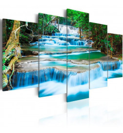 Schilderij - Blue Waterfall in Kanchanaburi, Thailand