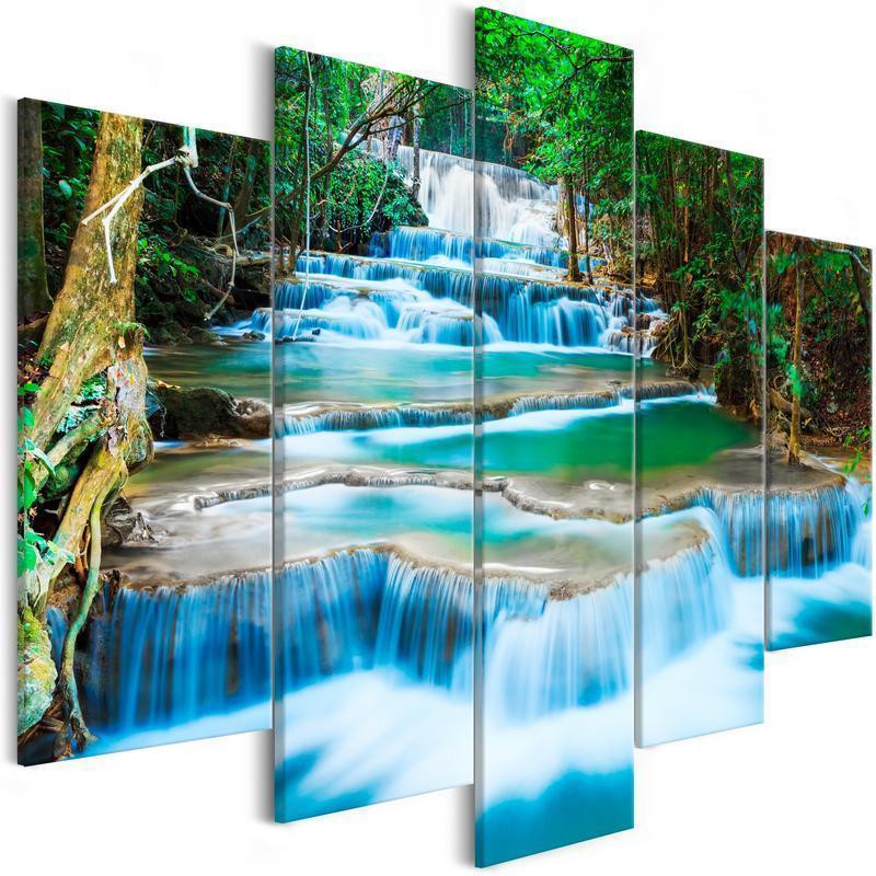 92,90 € Schilderij - Waterfall in Kanchanaburi (5 Parts) Wide