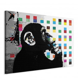 Schilderij - Banksy The Thinker Monkey