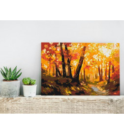 Barvna slika "naredi sam" z drevesi v gozdu cm. 60x40