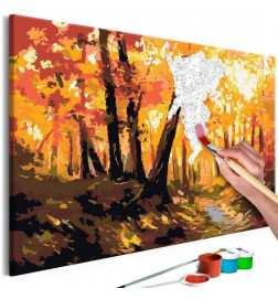 Barvna slika "naredi sam" z drevesi v gozdu cm. 60x40