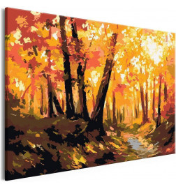 DIY maalaus väritetty puilla metsässä cm.60x