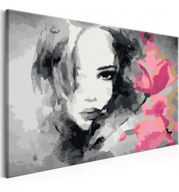 „Pasidaryk pats“ tapyba su mergina su rausva gėle cm. 60x40