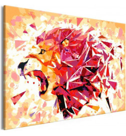 DIY panel met een rode leeuw cm. 60x40