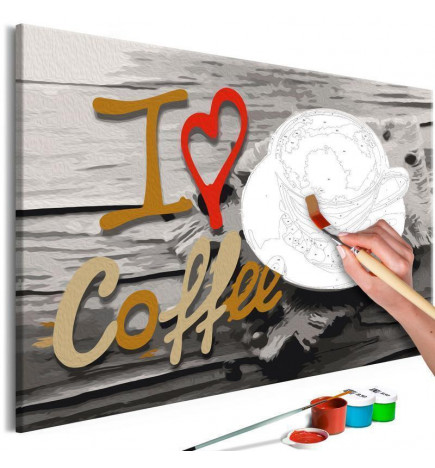 DIY canvas painting - I Love Coffee