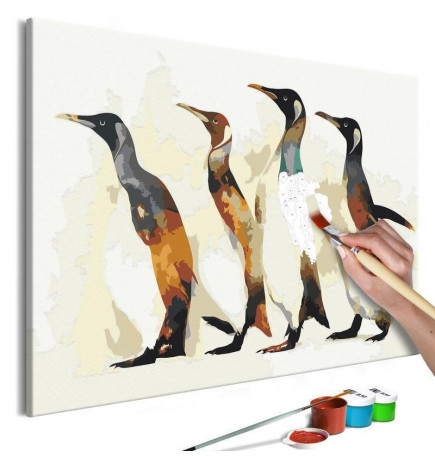 DIY glezna ar četriem pingvīniem cm. 60x40 MĀJAS MĒBELES
