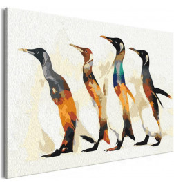 DIY canvas painting - Penguin Family