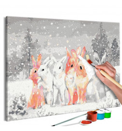 DIY canvas painting - Winter Bunnies
