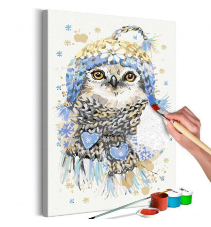 DIY canvas painting - Cold Owl
