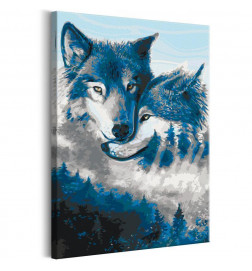 DIY canvas painting - Wolves in Love