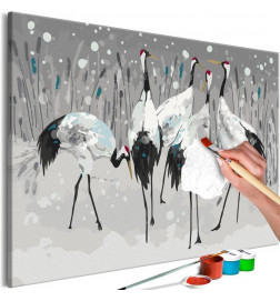 DIY canvas painting - Stork Family