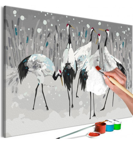DIY panel met storks cm. 60x40
