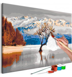 DIY gleznošana kalnu ezerā cm. 60x40