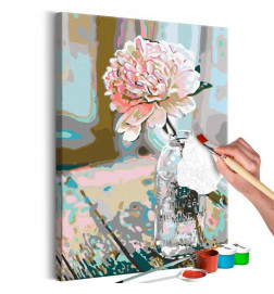 DIY schilderij met een bloem in de potcm 40x60