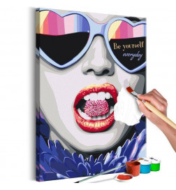 DIY slika dekle z dvema velikima ustnicama cm. 40x60
