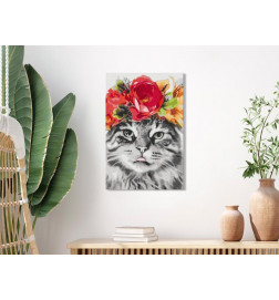Malen nach Zahlen - Cat With Flowers