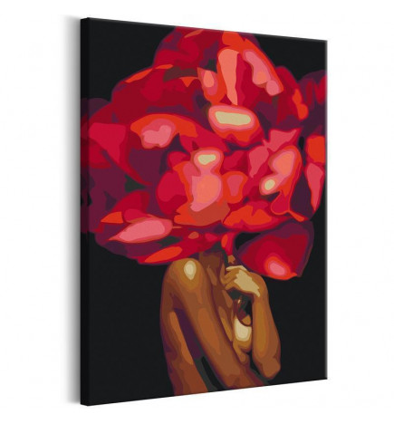 DIY-kuva, jossa on alaston nainen, joka on peitetty kukkien kanssa. 40x60