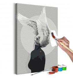 DIY tapyba moteris su sparnais ant galvos cm. 40x60