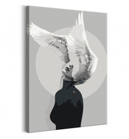 DIY glezna sieviete ar spārniem uz viņas galvas cm. 40x60