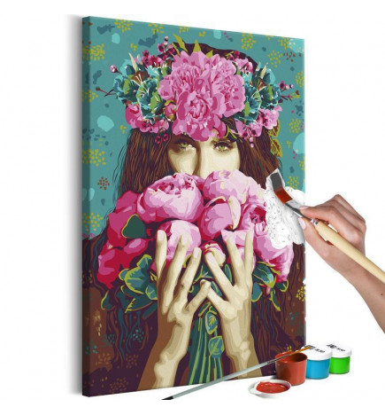 DIY poslikava z dekletom polnim rož cm. 40x60