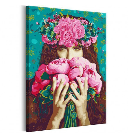 DIY poslikava z dekletom polnim rož cm. 40x60