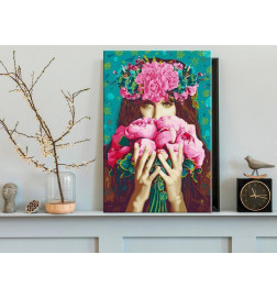 DIY glezna ar meiteni pilnu ziedu cm. 40x60